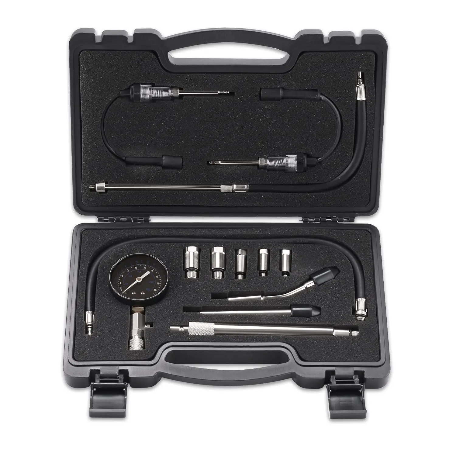 12-Piece Automotive Engine Compression Tester Kit with Spark Plug Adapters and Pressure Gauge
12-Piece Automotive Engine Compression Tester Kit with Spark Plug Adapters and Pressure Gauge