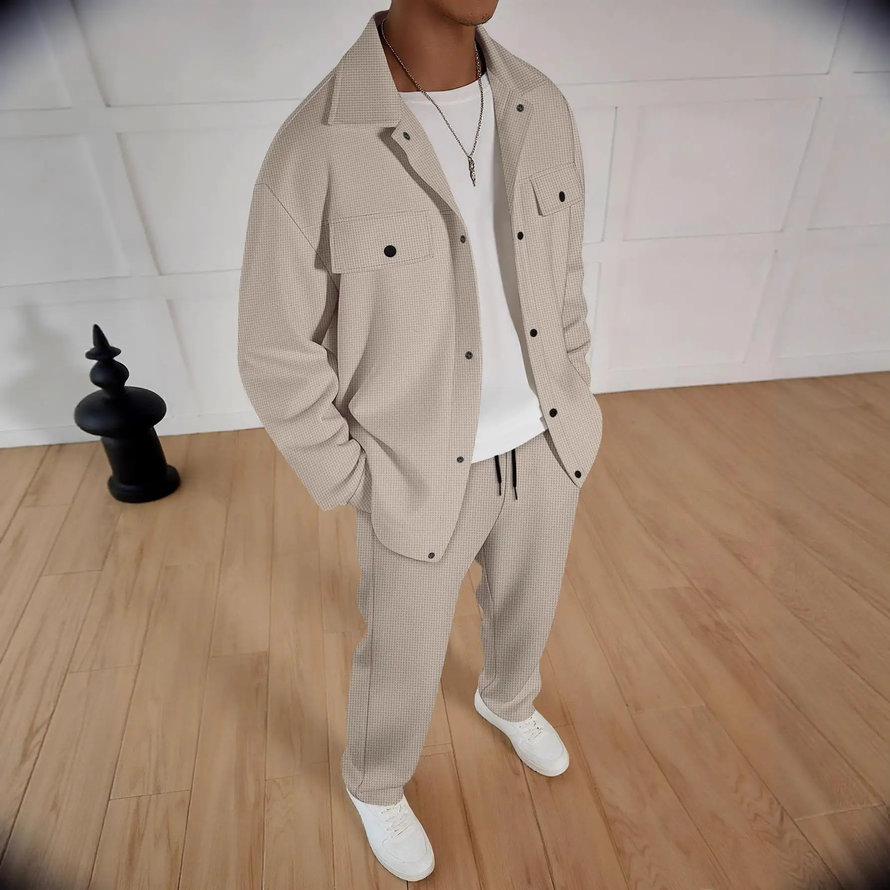 Men's Sports Suit with Double Pocket Lapel Jacket Casual Leisure Seven Sleeve Long Pants Autumn Fashion Male Ensemble
Men's Sports Suit with Double Pocket Lapel Jacket Casual Leisure Seven Sleeve Long Pants Autumn Fashion Male Ensemble