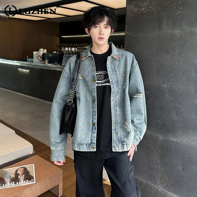 LUZHEN Fashion High Quality Plaid Printed Patched Wornout Design Denim Coat Men 2025 Autumn Handsome Stylish Male Jacket JY4046
LUZHEN Fashion High Quality Plaid Printed Patched Wornout Design Denim Coat Men 2025 Autumn Handsome Stylish Male Jacket JY4046
