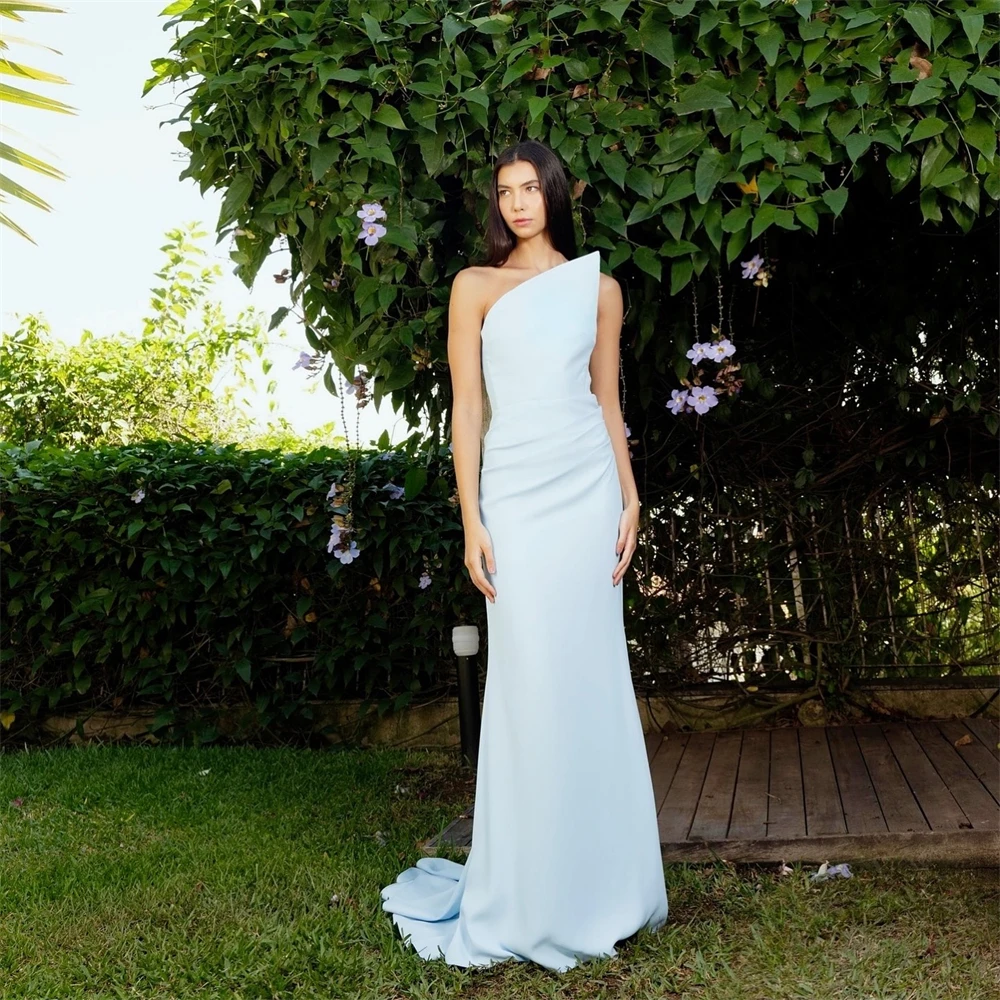 Customized Temperament Blue Jersey Evening Dress Strapless Short Sleeves Cocktail Dress Fashion Bespoke Occasion Gowns
Customized Temperament Blue Jersey Evening Dress Strapless Short Sleeves Cocktail Dress Fashion Bespoke Occasion Gowns