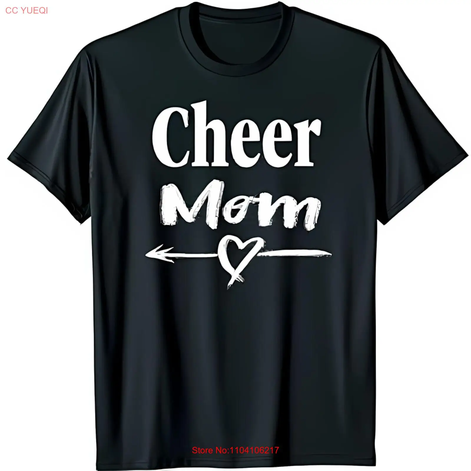Stylish Black T-Shirt for Cheer Moms Heart & Arrow Graphic Design
Stylish Black T-Shirt for Cheer Moms Heart & Arrow Graphic Design