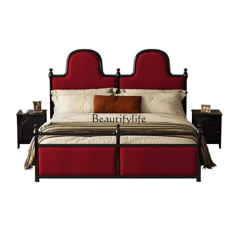 French retro velvet solid wood bed master bedroom double black Roman column high back bed American princess bed
French retro velvet solid wood bed master bedroom double black Roman column high back bed American princess bed