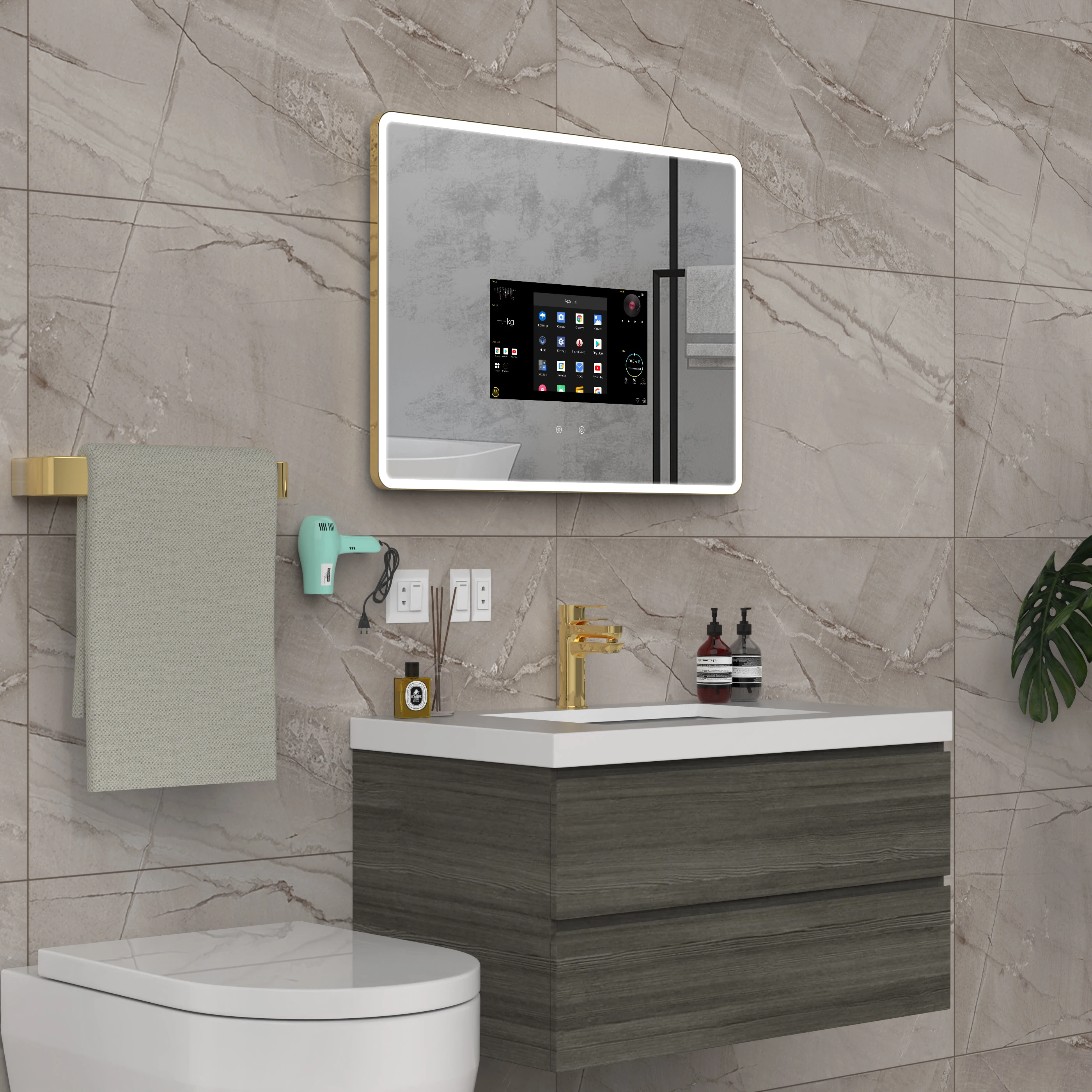 Modern Home Wall Mounted Bath Led Smart Tv Mirror Manufacturer's Rectangle Illuminated Feature Magic Hotel Style For Bathroom
Modern Home Wall Mounted Bath Led Smart Tv Mirror Manufacturer's Rectangle Illuminated Feature Magic Hotel Style For Bathroom