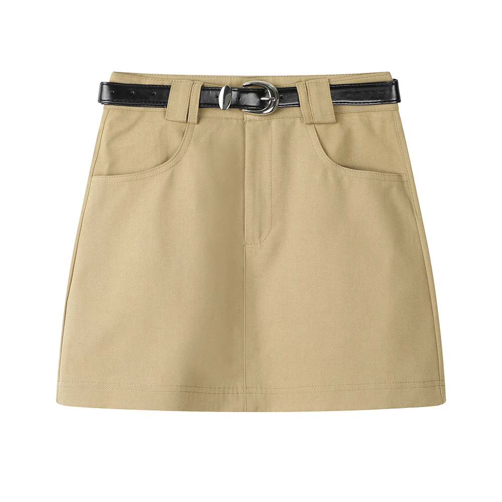 New Women Khaki Skirt High Quality Casual High Waist A-word Shirt Skirt with Belt Woman Clothes
New Women Khaki Skirt High Quality Casual High Waist A-word Shirt Skirt with Belt Woman Clothes