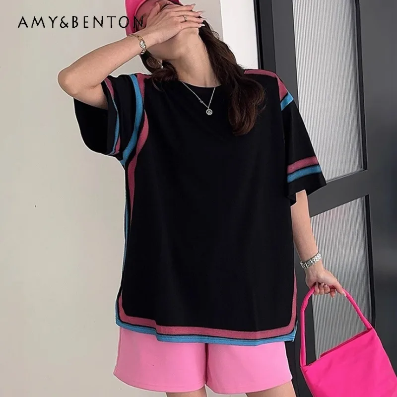 2025 Summer Versatile Young O-neck Half-sleeved T-shirts Women's Medium And Long Loose Casual Simple Trend Top Harajuku Clothes
2025 Summer Versatile Young O-neck Half-sleeved T-shirts Women's Medium And Long Loose Casual Simple Trend Top Harajuku Clothes
