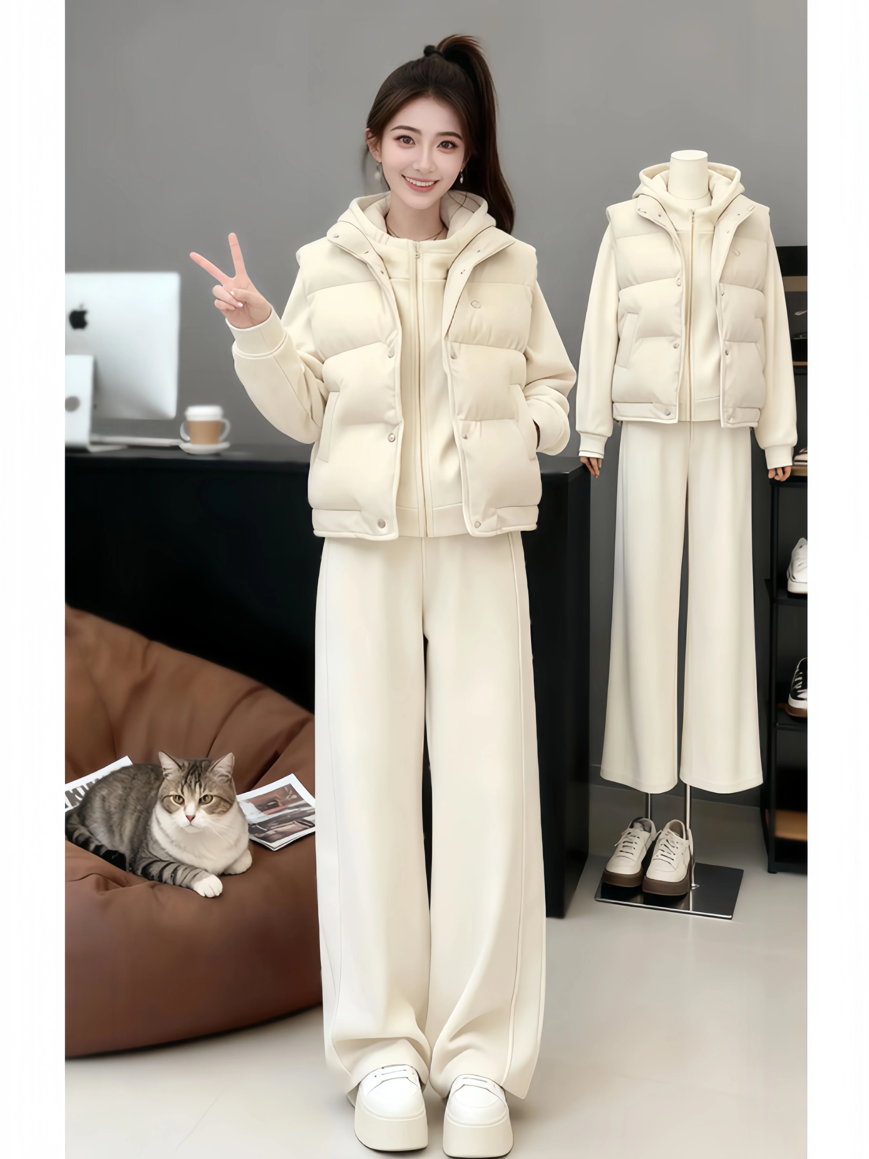 Women's Sporty Style Short Thickened Sleeveless Hoodie Tank Top And Long Pants Three-piece Set Winter Casual High Waist
Women's Sporty Style Short Thickened Sleeveless Hoodie Tank Top And Long Pants Three-piece Set Winter Casual High Waist