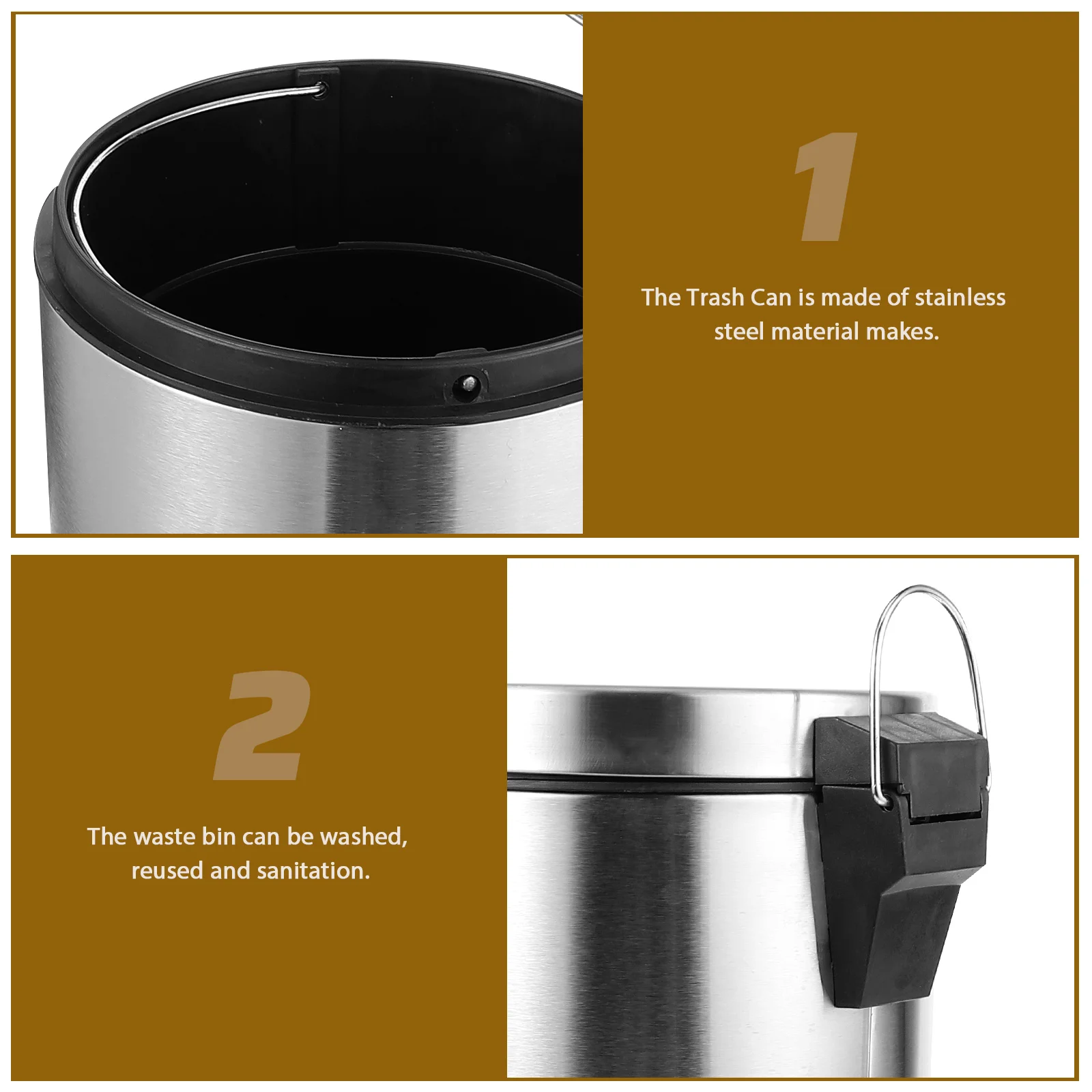 Stainless Steel Can Living Room Garbage Pedal Waste Container Bathroom Metal Dust Bin Kitchen Large Capacity 5L Reusable
Stainless Steel Can Living Room Garbage Pedal Waste Container Bathroom Metal Dust Bin Kitchen Large Capacity 5L Reusable