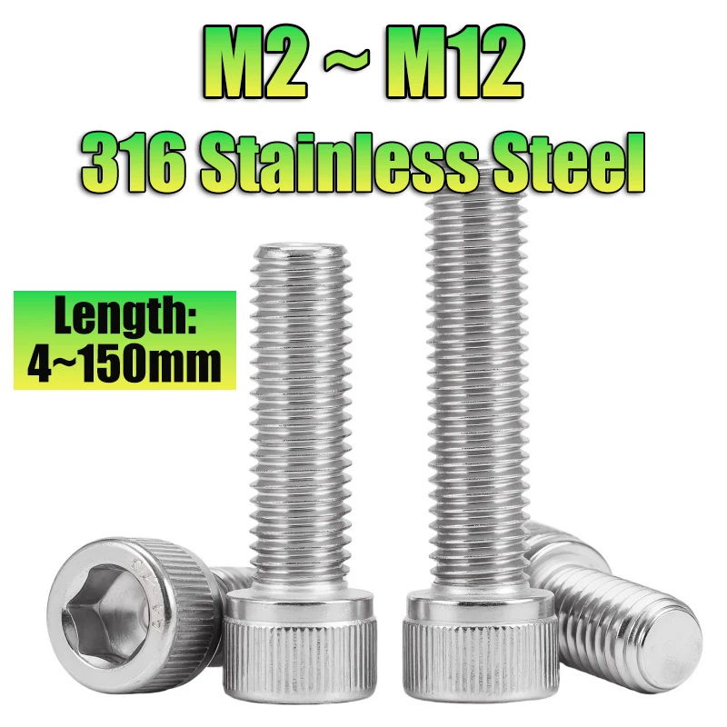 1-100pcs DIN912 M2 M2.5 M3 M4 M5 M6 M8 M10 M12 316 Stainless Steel Hexagon Hex Socket Head Cap Allen Bolts Screws Metric Thread
1-100pcs DIN912 M2 M2.5 M3 M4 M5 M6 M8 M10 M12 316 Stainless Steel Hexagon Hex Socket Head Cap Allen Bolts Screws Metric Thread