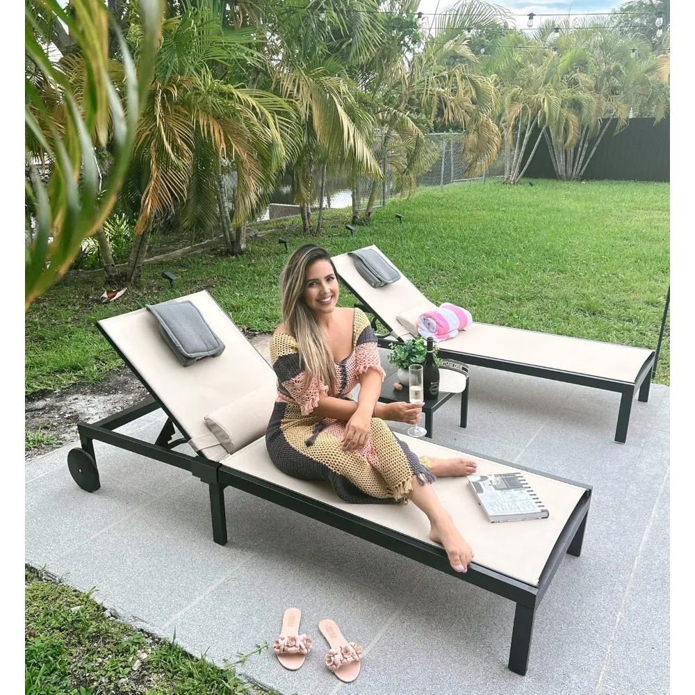 Patio Tanning Lounge Chair Set with Face Down Hole Outdoor Aluminum Adjustable Reclining Chairs Wheels Pillows and T|
Patio Tanning Lounge Chair Set with Face Down Hole Outdoor Aluminum Adjustable Reclining Chairs Wheels Pillows and T|