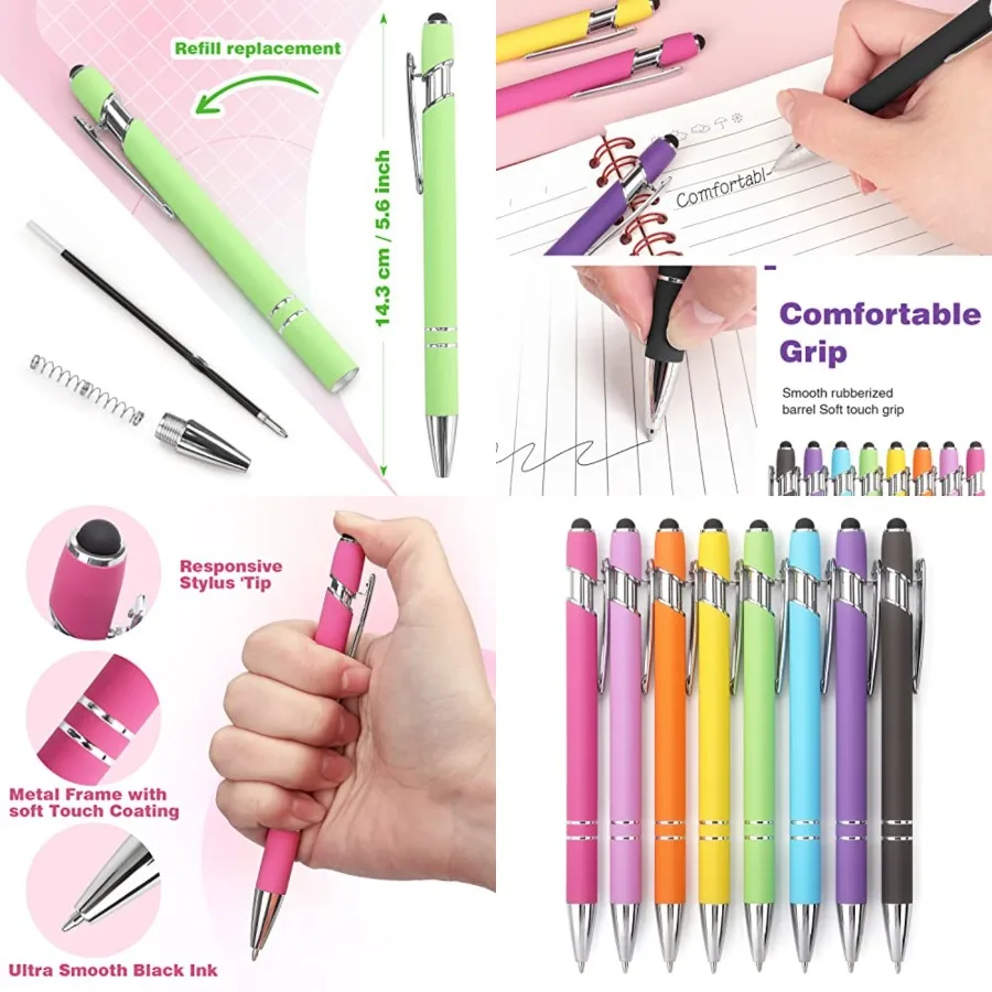 8 Pack Ballpoint Pen 2-in-1 Stylus Retractable Ballpoint Pen with Stylus tip, Metal Stylus Pen for Touch Screens, 1.0 mm Black
8 Pack Ballpoint Pen 2-in-1 Stylus Retractable Ballpoint Pen with Stylus tip, Metal Stylus Pen for Touch Screens, 1.0 mm Black