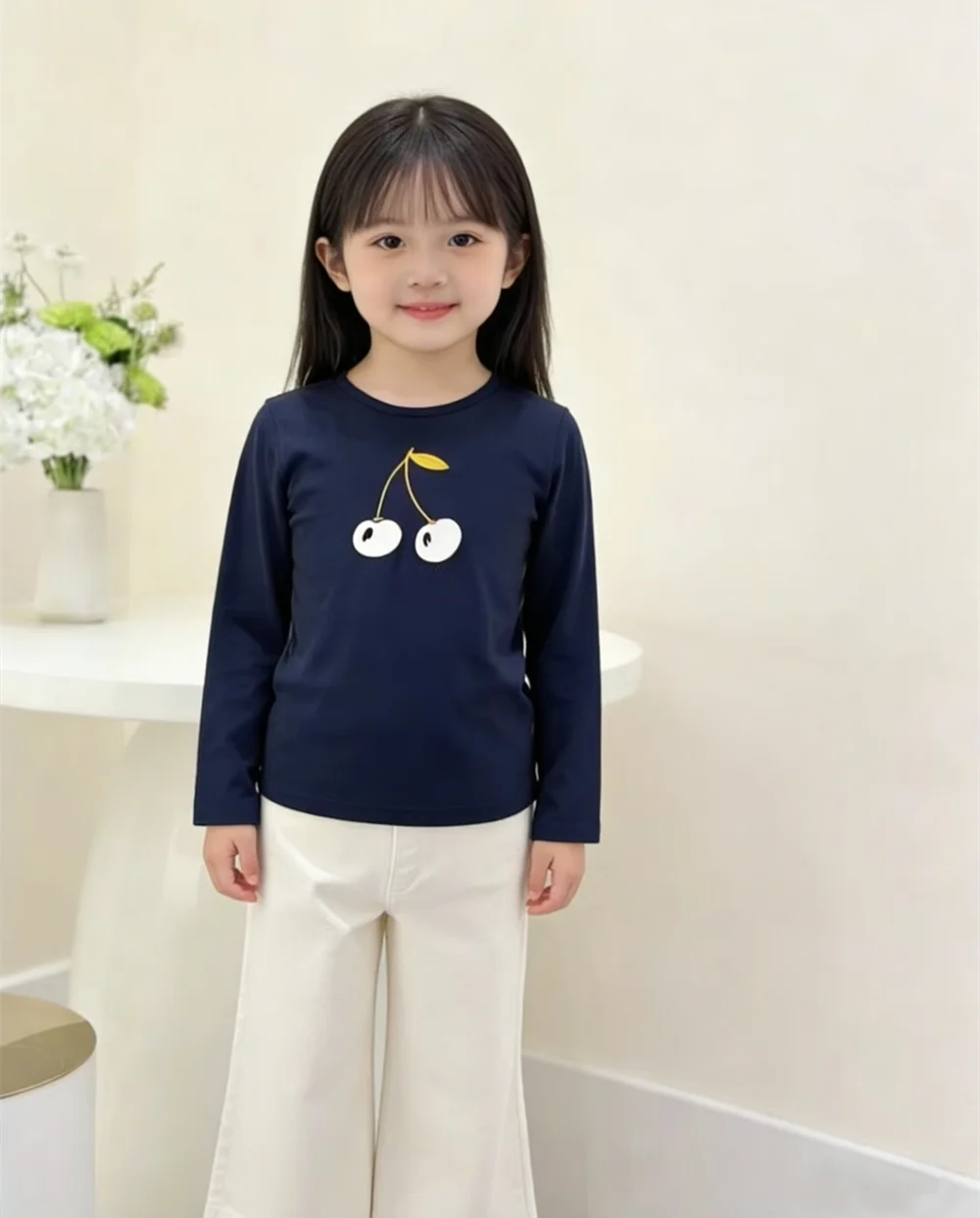 spring kids clothes girls tops Navy blue cherry pattern printed T-shirt Round-neck casual long sleeve T-shirt
spring kids clothes girls tops Navy blue cherry pattern printed T-shirt Round-neck casual long sleeve T-shirt