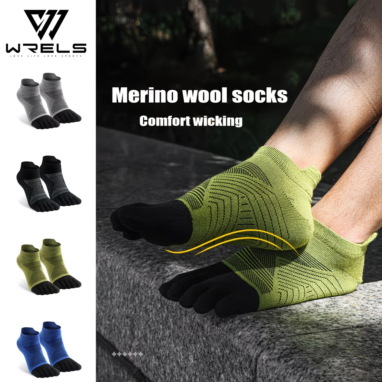 WRELS Merino Wool Outdoor Sports Five-Toe Socks Moisture-Wicking Elastic Running Socks Shock-proof Breathable Trekking Toe Socks
WRELS Merino Wool Outdoor Sports Five-Toe Socks Moisture-Wicking Elastic Running Socks Shock-proof Breathable Trekking Toe Socks
