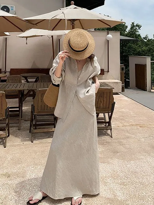 Casual Loose Long Sleeve Shirt And Half-length Skirt Two-piece Set for Women Simple Style Autumn Fashion Ensemble
Casual Loose Long Sleeve Shirt And Half-length Skirt Two-piece Set for Women Simple Style Autumn Fashion Ensemble