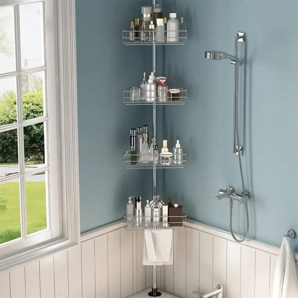 Shower Caddy Corner For Bathroom, 4Tier Rustproof Bathroom Organizer Shelves With Tension Pole, Floor Standing Bath Rack For Ba
Shower Caddy Corner For Bathroom, 4Tier Rustproof Bathroom Organizer Shelves With Tension Pole, Floor Standing Bath Rack For Ba