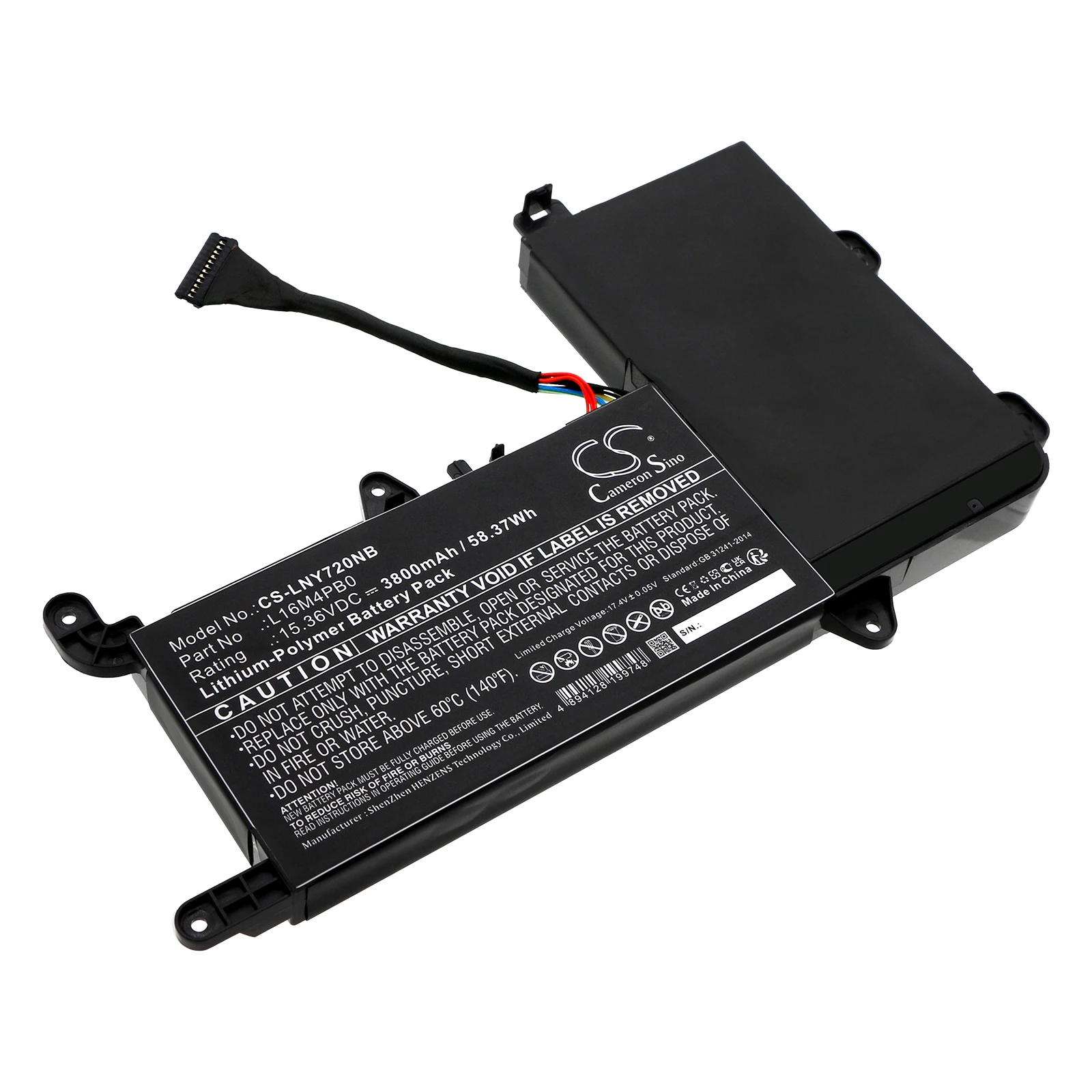 Li-Polymer Notebook, Laptop Battery for Lenovo, 15.36V, 3800mAh , Compatible Models: Legion Y720 15IKB 80VR002EMH
Li-Polymer Notebook, Laptop Battery for Lenovo, 15.36V, 3800mAh , Compatible Models: Legion Y720 15IKB 80VR002EMH