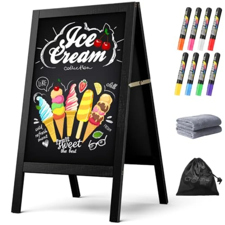 A Frame Chalkboard Sign, 40"x20" Extra Large Sidewalk Chalk Board, Wooden Standing ChalkBoards Set with Markers, Double-Sided M
A Frame Chalkboard Sign, 40"x20" Extra Large Sidewalk Chalk Board, Wooden Standing ChalkBoards Set with Markers, Double-Sided M
