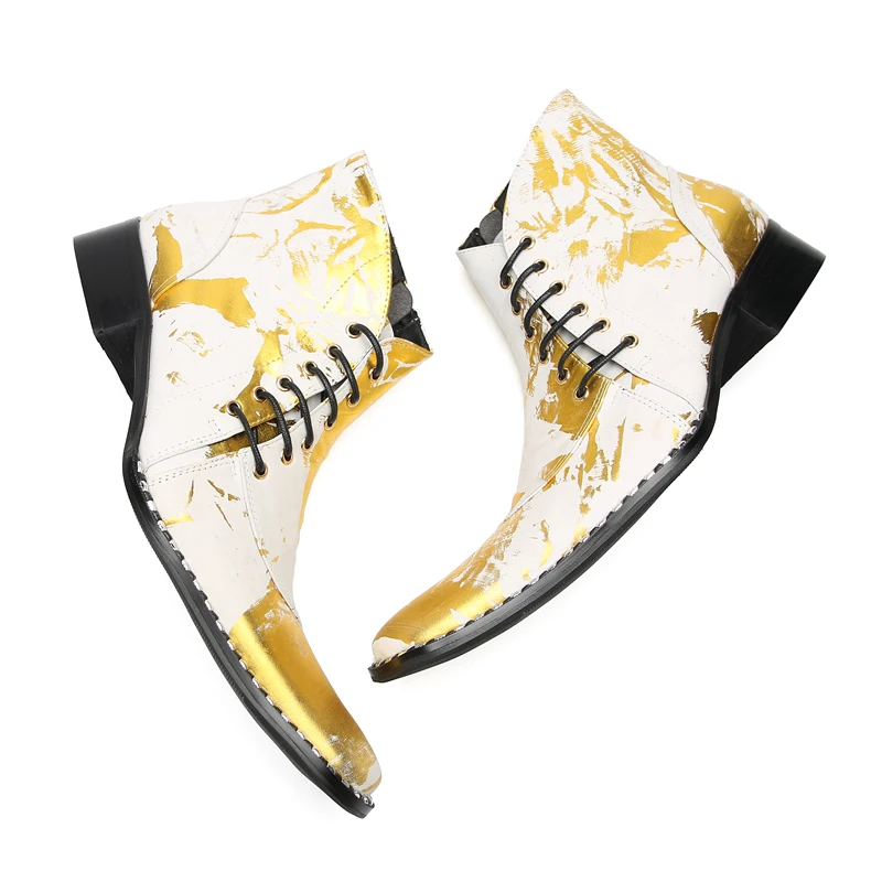 British Style Punk Booties For Men Print Lace Up Pointed Toe Chelsea Shoes Men Genuine Leather Short Boots Fashion Men's Shoes
British Style Punk Booties For Men Print Lace Up Pointed Toe Chelsea Shoes Men Genuine Leather Short Boots Fashion Men's Shoes