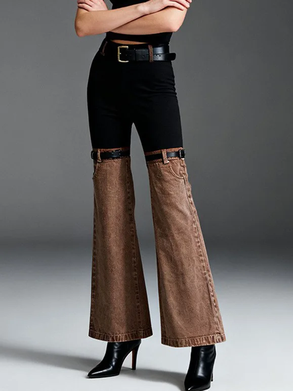 Street Style Color Block Denim Pants Casual Wide Leg Straight Cut Women's Leisure Trousers Autumn New Design Personalized
Street Style Color Block Denim Pants Casual Wide Leg Straight Cut Women's Leisure Trousers Autumn New Design Personalized