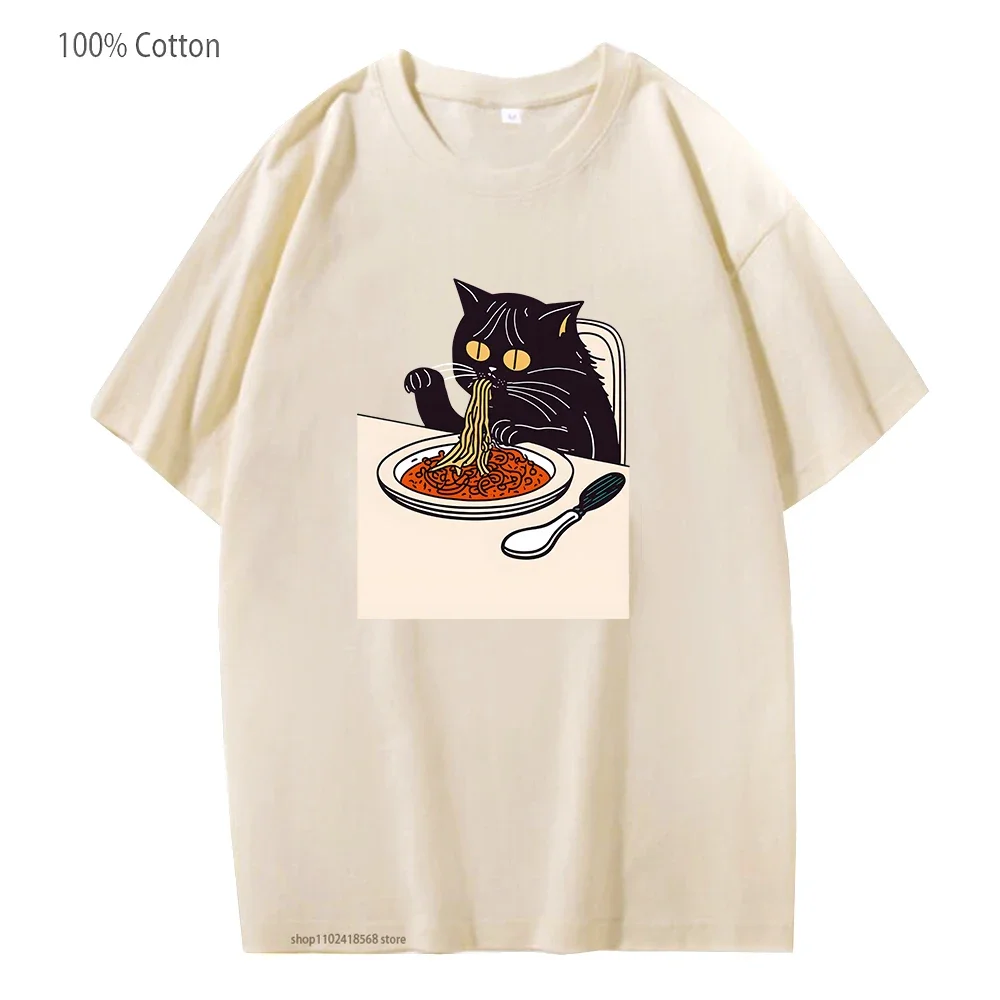 Cartoon Cat Eating Spaghetti T-Shirts Cute Animal Tshirt Women Harajuku Popular Characters Tops Men Clothing 100% Cotton Tees
Cartoon Cat Eating Spaghetti T-Shirts Cute Animal Tshirt Women Harajuku Popular Characters Tops Men Clothing 100% Cotton Tees