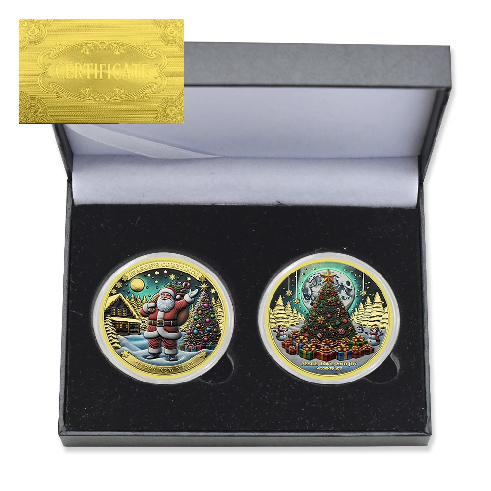 2pc/Box Santa Claus Commemorative Coins Christmas Tree Bells Bear Metal 3D Craft Challenge Coins Collectibles Christmas Gifts
2pc/Box Santa Claus Commemorative Coins Christmas Tree Bells Bear Metal 3D Craft Challenge Coins Collectibles Christmas Gifts