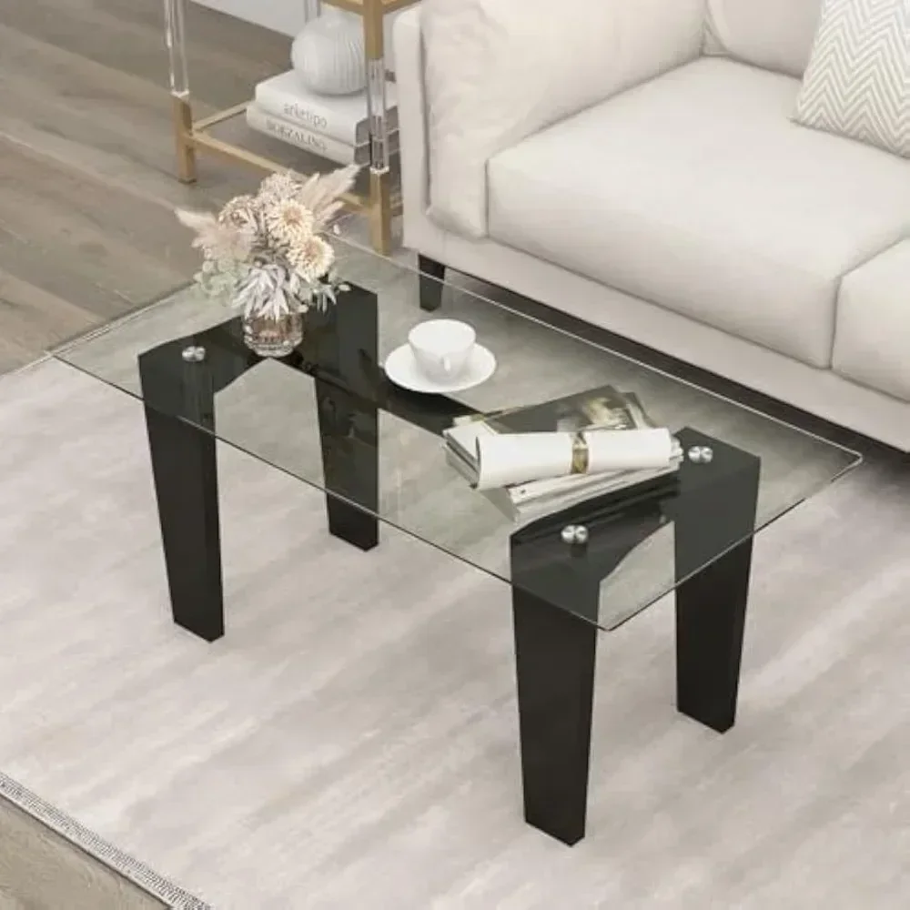 Rectangular Glass Coffee Table - Modern Tempered Glass, Rubber Wood Frame, for Living Room & Office, 39.5"x19.5"x18"
Rectangular Glass Coffee Table - Modern Tempered Glass, Rubber Wood Frame, for Living Room & Office, 39.5"x19.5"x18"