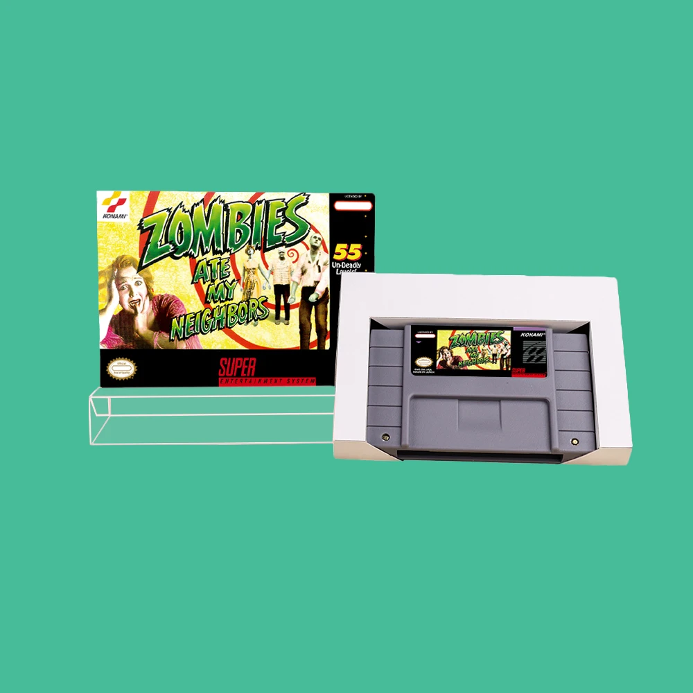 Action Game for Zombies Ate My Neighbors - Game Cartridge with Box for PAL NTSC version 16 bit SNES console
Action Game for Zombies Ate My Neighbors - Game Cartridge with Box for PAL NTSC version 16 bit SNES console