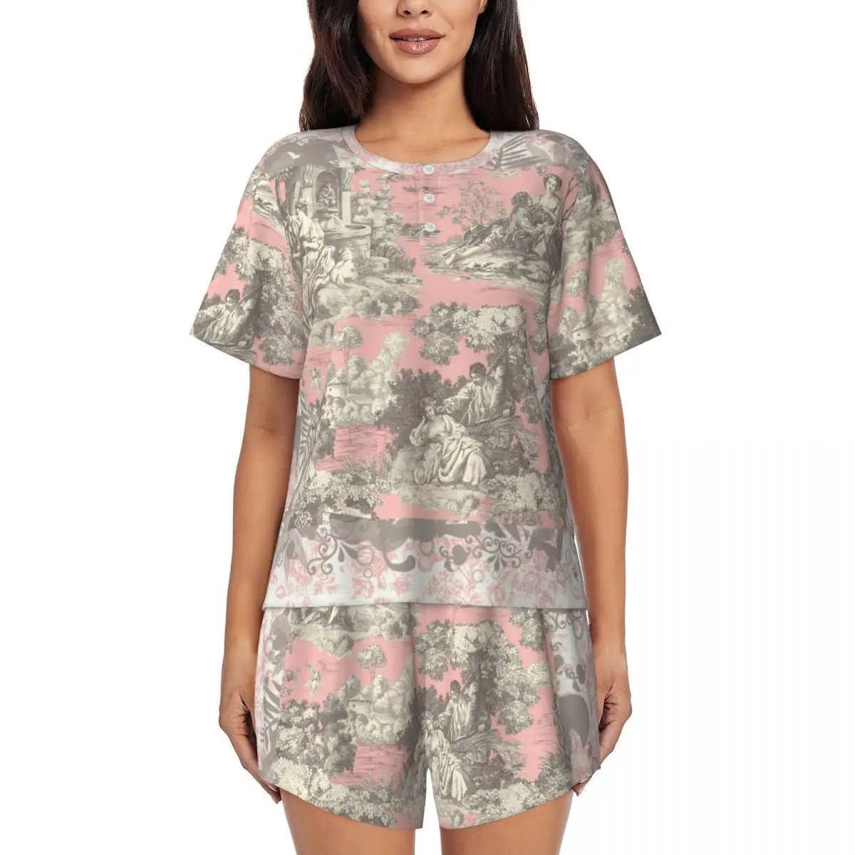 Женский пижамный комплект Toile De Jouy на заказ, одежда для сна с короткими рукавами и французским мотивом Flora, домашняя одежда, комплект из 2 предметов, пижамы
Женский пижамный комплект Toile De Jouy на заказ, одежда для сна с короткими рукавами и французским мотивом Flora, домашняя одежда, комплект из 2 предметов, пижамы