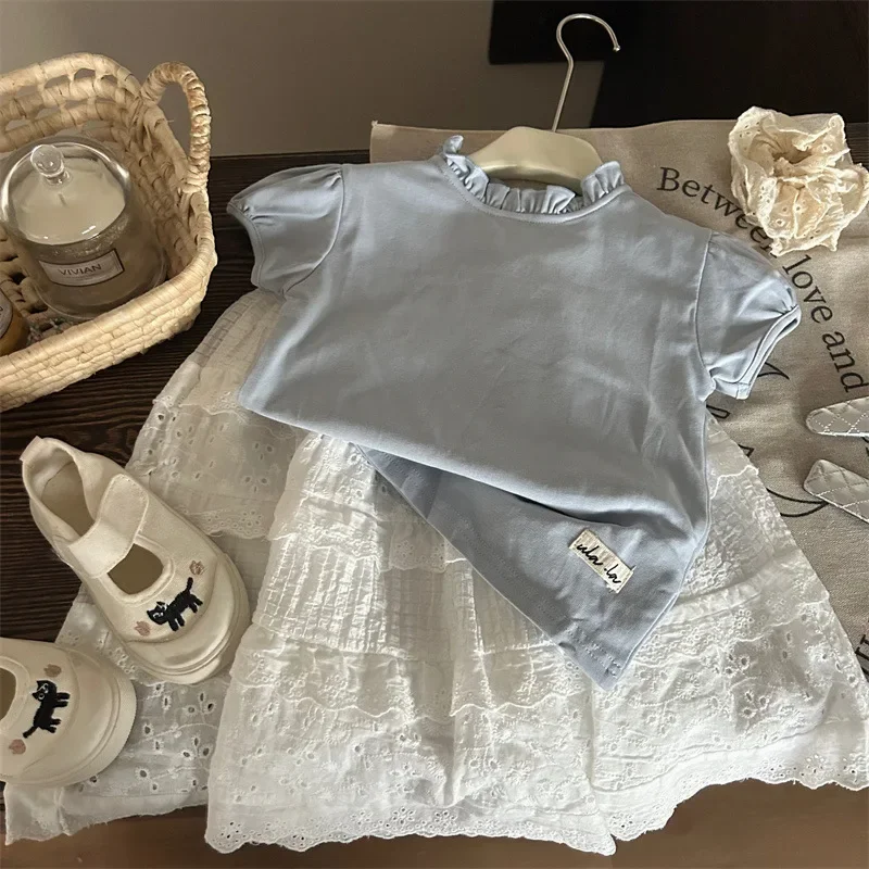 kids Girls Summer Skirt Sets Solid Puff Sleeve Pullover Soft T-shirt+High Waist A-Line White Lace Skirt Two Pieces Summer Suit
kids Girls Summer Skirt Sets Solid Puff Sleeve Pullover Soft T-shirt+High Waist A-Line White Lace Skirt Two Pieces Summer Suit