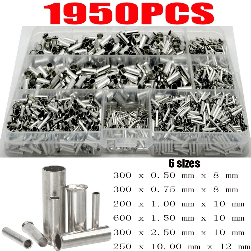 1950pcs 0.5/0.75/1/1.5/2.5/10mm² Tube Terminal Wire End Ferrules Crimp Sleeves Assortment Wire Connector Terminal Block Crimp
1950pcs 0.5/0.75/1/1.5/2.5/10mm² Tube Terminal Wire End Ferrules Crimp Sleeves Assortment Wire Connector Terminal Block Crimp