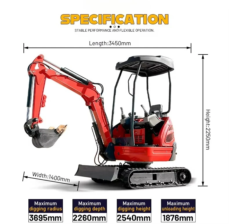 YG Cheap 1.8Ton 1.5Ton New Excavator Small Digger 1Ton 2Ton Excavator Mini
YG Cheap 1.8Ton 1.5Ton New Excavator Small Digger 1Ton 2Ton Excavator Mini
