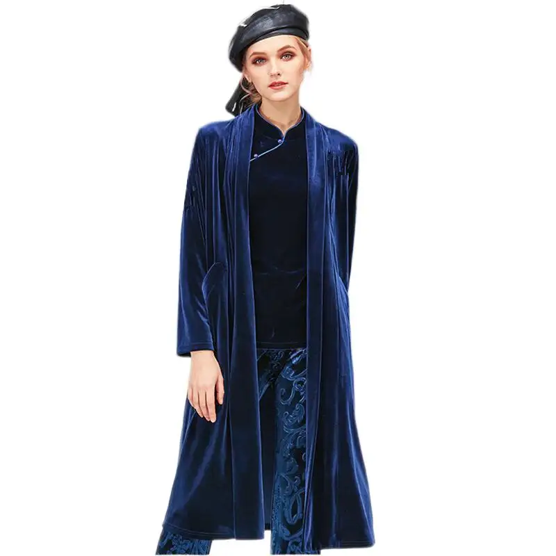 Women Velour Long Coat V-Neck Collar Full Sleeve Velvet Female Cardigan Coat long Outerwear Casual Trench Coat
Women Velour Long Coat V-Neck Collar Full Sleeve Velvet Female Cardigan Coat long Outerwear Casual Trench Coat