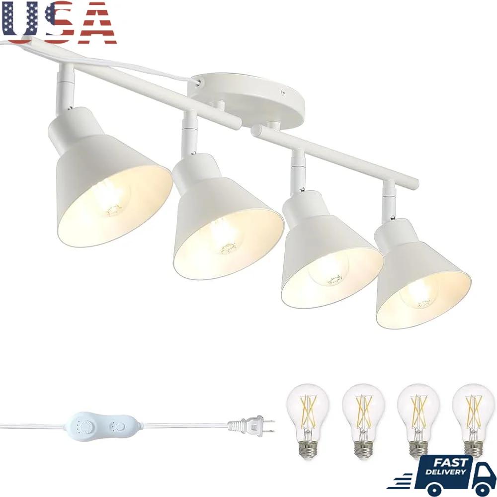 4 Light Plug in Track Lighting Kit Dimmable Ceiling Fixture with Timer Adjustable Spotlights Home Office Kitchen Living Room
4 Light Plug in Track Lighting Kit Dimmable Ceiling Fixture with Timer Adjustable Spotlights Home Office Kitchen Living Room