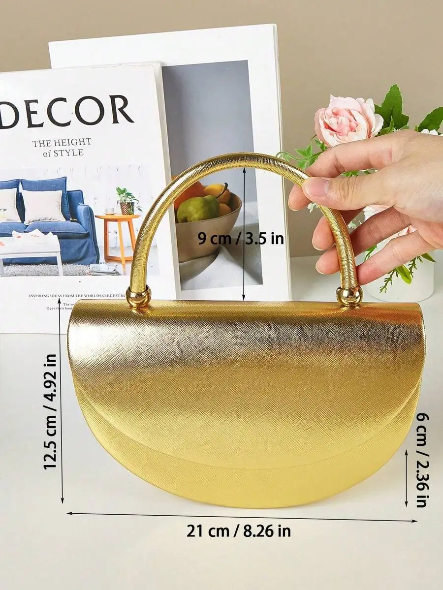 Luxury Gold Half-Moon Evening Clutch With Arched Handle For Weddings, Proms, And Formal Events
Luxury Gold Half-Moon Evening Clutch With Arched Handle For Weddings, Proms, And Formal Events