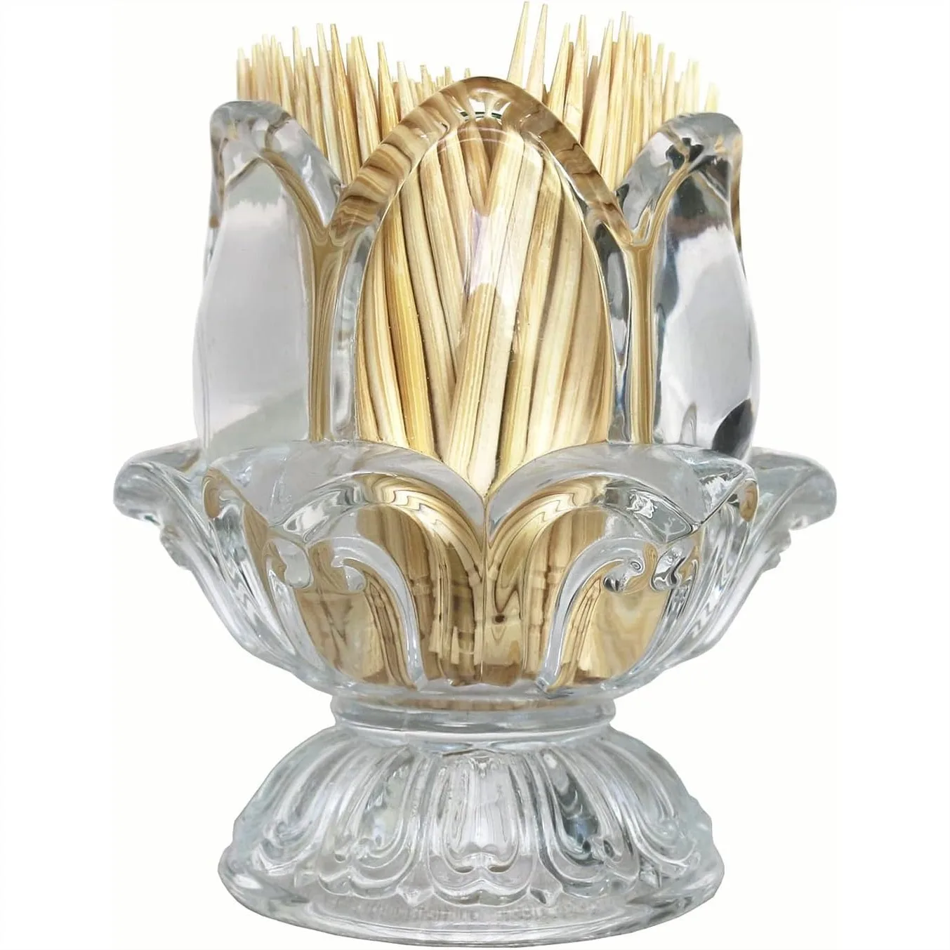 Crystal Glass Toothpick Holder with 450 Bamboo Toothpicks, Decorative Tulip Dispenser for Q-tips Candles
Crystal Glass Toothpick Holder with 450 Bamboo Toothpicks, Decorative Tulip Dispenser for Q-tips Candles