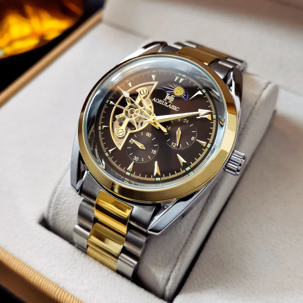 Stainless Steel New Five-Hands Moonphase Multifunction Skeleton Premium Luminous Waterproof Automatic Watch for Men
Stainless Steel New Five-Hands Moonphase Multifunction Skeleton Premium Luminous Waterproof Automatic Watch for Men
