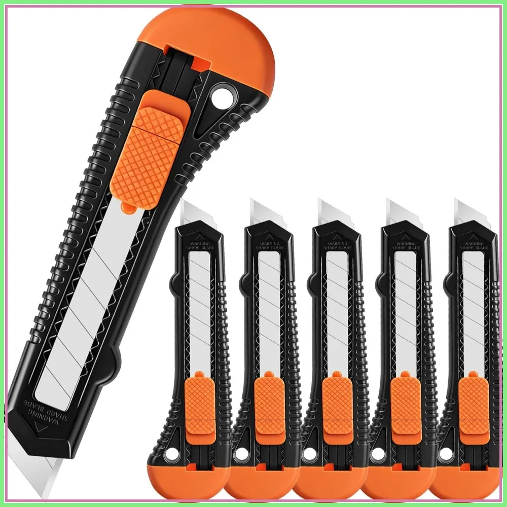6-Pack Retractable Utility Knife, 18mm Blade Box Cutter for Cardboard and Cartons, Office and Home Use
6-Pack Retractable Utility Knife, 18mm Blade Box Cutter for Cardboard and Cartons, Office and Home Use