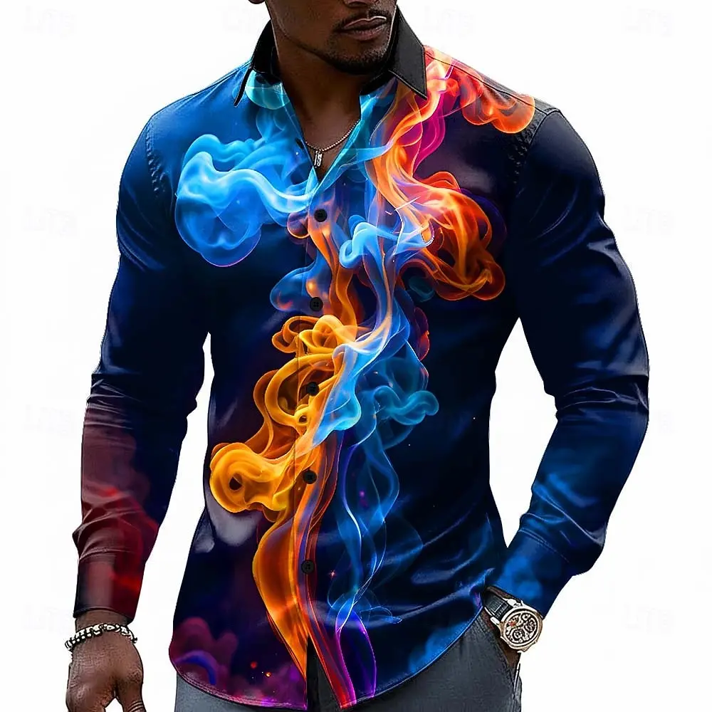 Мужская рубашка с эффектом оптической иллюзии и цветом Smoke Dazzle, на пуговицах, повседневная, с длинным рукавом, модная, в стиле стритвир, для отпуска
Мужская рубашка с эффектом оптической иллюзии и цветом Smoke Dazzle, на пуговицах, повседневная, с длинным рукавом, модная, в стиле стритвир, для отпуска