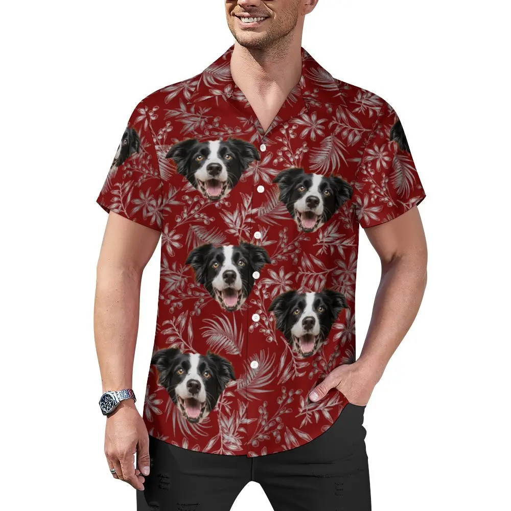 Men's Red Hawaiian Shirt with Dog Face and Tropical Leaf Print, Funny Summer Short Sleeve Button-Up Casual Beach Shirt
Men's Red Hawaiian Shirt with Dog Face and Tropical Leaf Print, Funny Summer Short Sleeve Button-Up Casual Beach Shirt