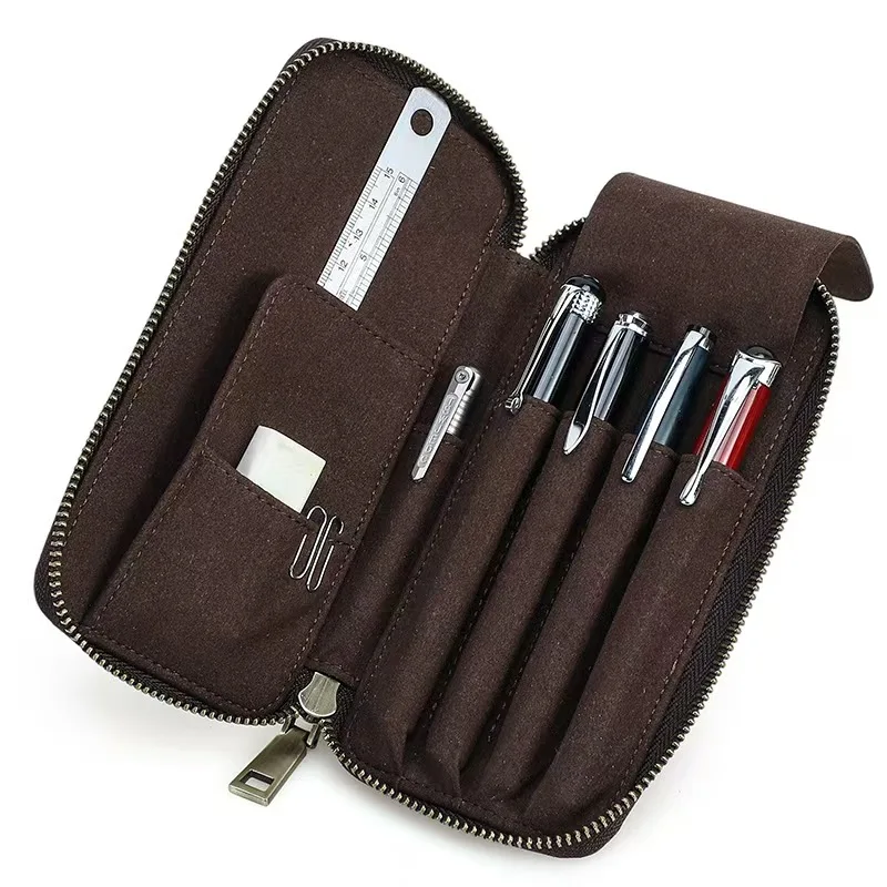 Vintage Style Crazy Horse Leather Pen Case 4 Fountain Pens Handmade Multiuse Zipper Genuine Leather Pencil Bag School Stationery
Vintage Style Crazy Horse Leather Pen Case 4 Fountain Pens Handmade Multiuse Zipper Genuine Leather Pencil Bag School Stationery
