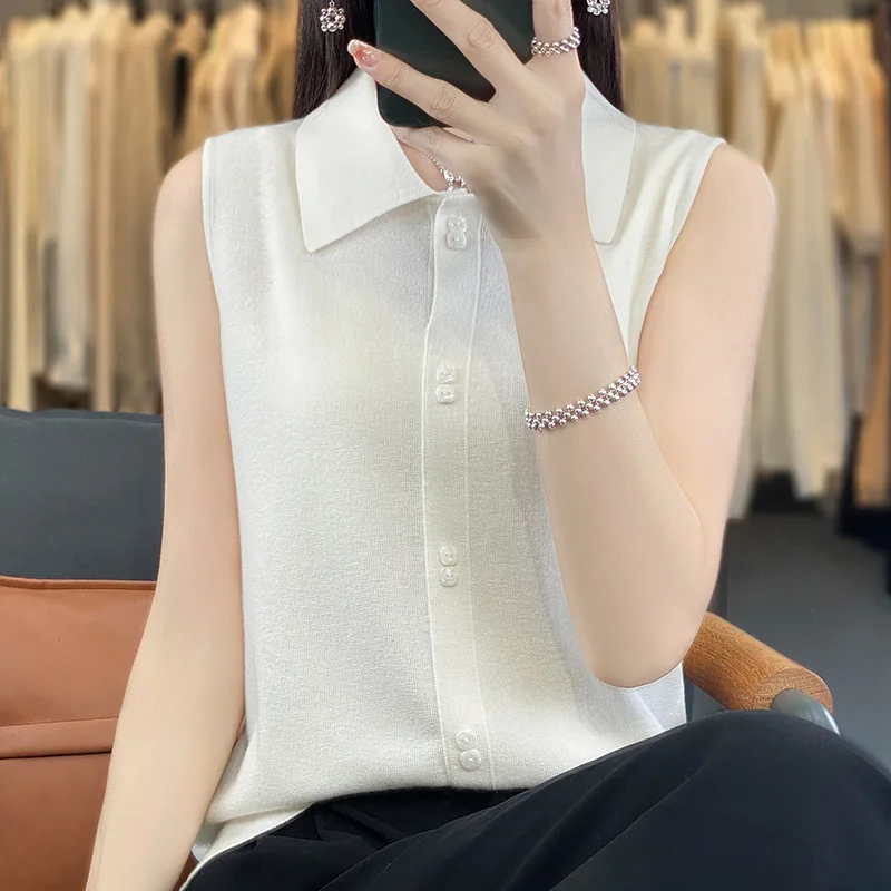 Women's Neck Vest Thin Knitted Base Shirt Layering Slimming Outerwear Autumn New Style Full Sleeveless Regular Length
Women's Neck Vest Thin Knitted Base Shirt Layering Slimming Outerwear Autumn New Style Full Sleeveless Regular Length