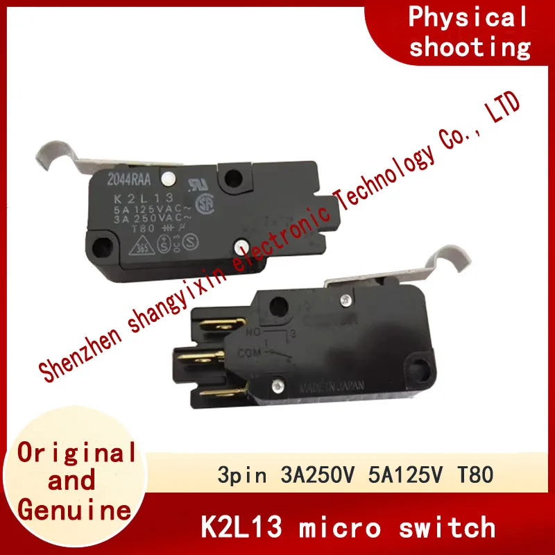 Оригинальный микропереключатель K2L13, 3-контактный с ручкой, сенсорный переключатель 3A250V 5A125V AC T80
Оригинальный микропереключатель K2L13, 3-контактный с ручкой, сенсорный переключатель 3A250V 5A125V AC T80