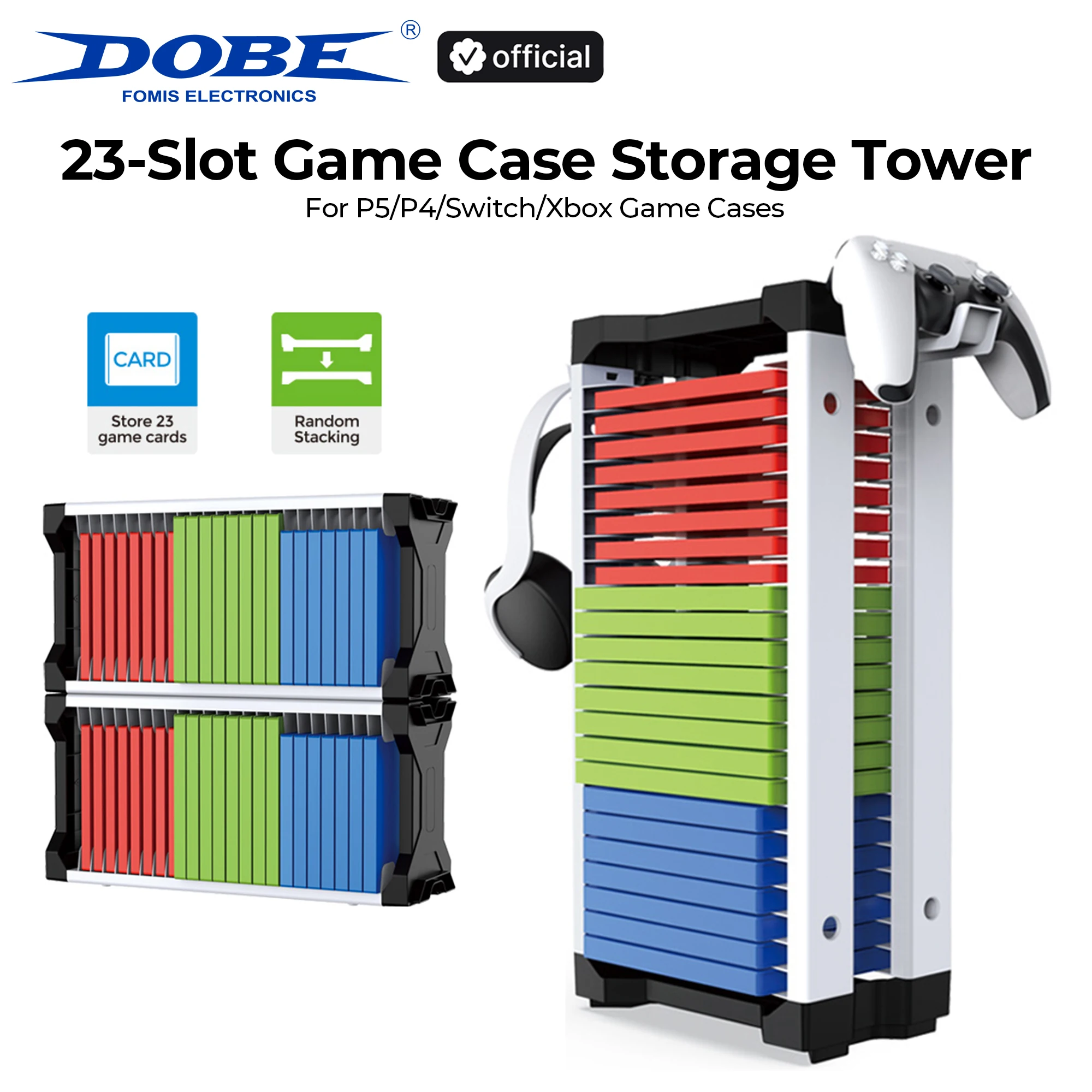 DOBE 23 Game Case Storage Tower For P5/P4/Switch/Xbox - Storage Stand, 23-Slot Game Cases Capacity, Modular, Can Be assembled
DOBE 23 Game Case Storage Tower For P5/P4/Switch/Xbox - Storage Stand, 23-Slot Game Cases Capacity, Modular, Can Be assembled