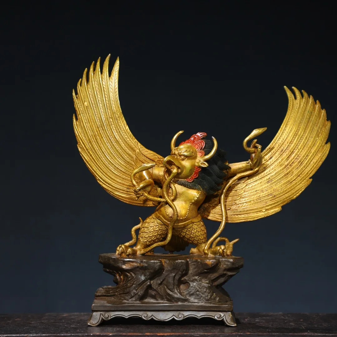 12"Tibetan Temple Collection Old Bronze Gilded Cinnabar GARUDA Buddha Garuda Dhwaja Protector Worship Hall Town house Exorcism
12"Tibetan Temple Collection Old Bronze Gilded Cinnabar GARUDA Buddha Garuda Dhwaja Protector Worship Hall Town house Exorcism