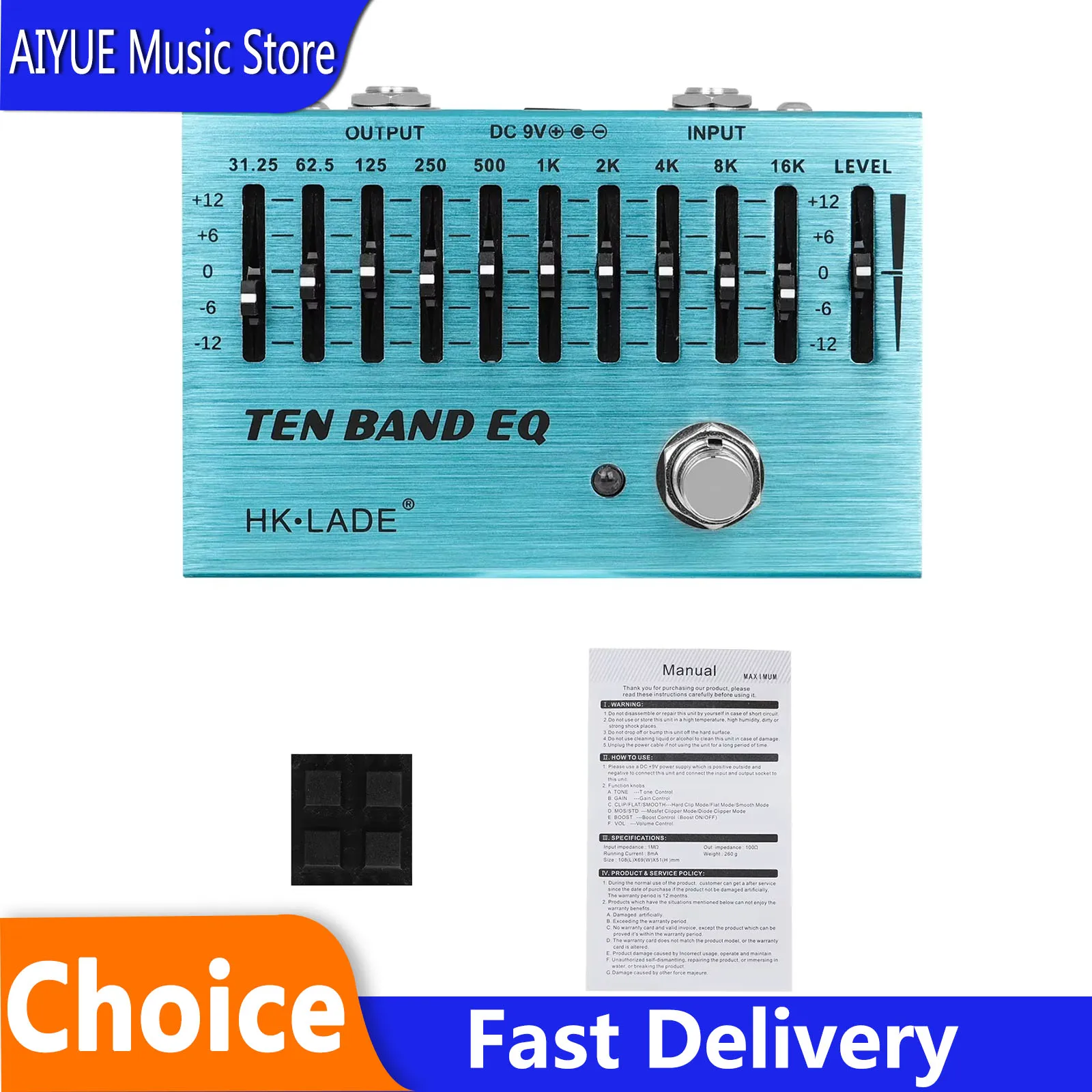 HK-LADE Guitar Effects Pedal l 10 Band EQ Equalizer Metal Distortion Pedal Overdrive High Gain Effects Electric Guitar Parts
HK-LADE Guitar Effects Pedal l 10 Band EQ Equalizer Metal Distortion Pedal Overdrive High Gain Effects Electric Guitar Parts
