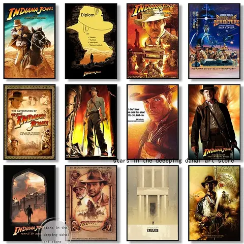 Retro Classic Movie Indiana Jones Characters Art Posters Canvas Painting Wall Prints Pictures for Living Room Home Decor Cuadros