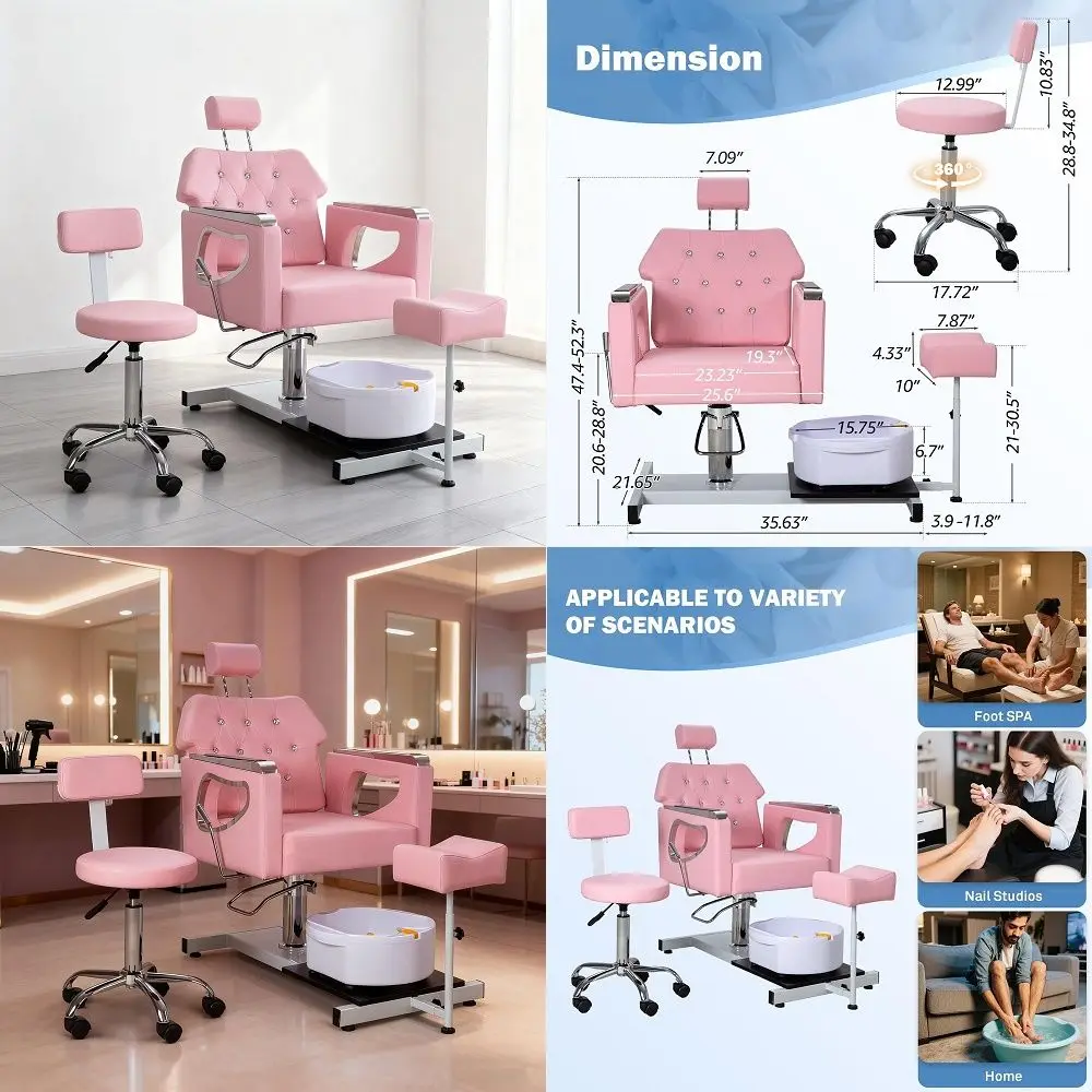Set of 4 Nail Salon Pedicure Stool Pedicure Chair Dayton Cashmere Pneumatic, Adjustable 13 to 15, Rolling
Set of 4 Nail Salon Pedicure Stool Pedicure Chair Dayton Cashmere Pneumatic, Adjustable 13 to 15, Rolling