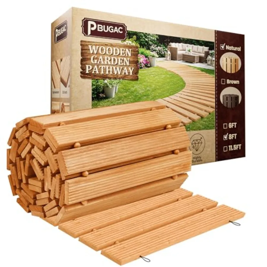 8Feet Wooden Garden Pathway, Roll Out Walkway for Patio, Backyard and Outdoor Decor, Weatherproof, Non Slip and Easy to Install
8Feet Wooden Garden Pathway, Roll Out Walkway for Patio, Backyard and Outdoor Decor, Weatherproof, Non Slip and Easy to Install