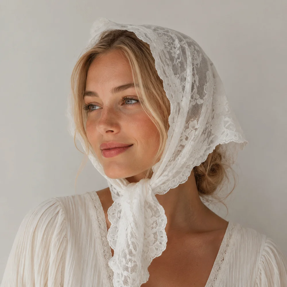 Retro Elegant Lace Triangle Scarf Vintage French Style Wedding Headscarf Simple Hollow Head Covering Scarf Shawl Travel
Retro Elegant Lace Triangle Scarf Vintage French Style Wedding Headscarf Simple Hollow Head Covering Scarf Shawl Travel