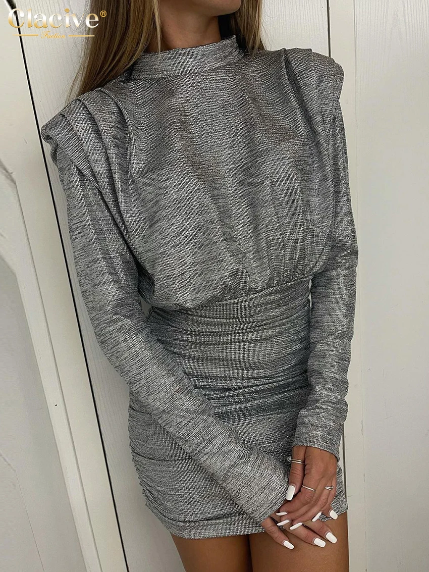 Модное свободное серебристое женское платье Clacive 2026: весеннее мини-платье с воротником-стойкой, длинным рукавом, элегантное классическое, с завышенной талией
Модное свободное серебристое женское платье Clacive 2026: весеннее мини-платье с воротником-стойкой, длинным рукавом, элегантное классическое, с завышенной талией