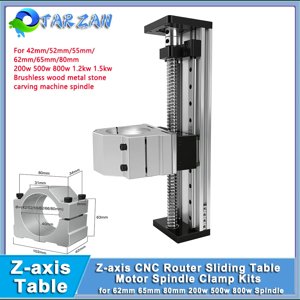 Z-Axis CNC Router Sliding Table Spindle Clamp Kits for 52/55/62/80mm 200W 300W 500W Metal Stone Carving Machine CNC3018 CNC3020
Z-Axis CNC Router Sliding Table Spindle Clamp Kits for 52/55/62/80mm 200W 300W 500W Metal Stone Carving Machine CNC3018 CNC3020